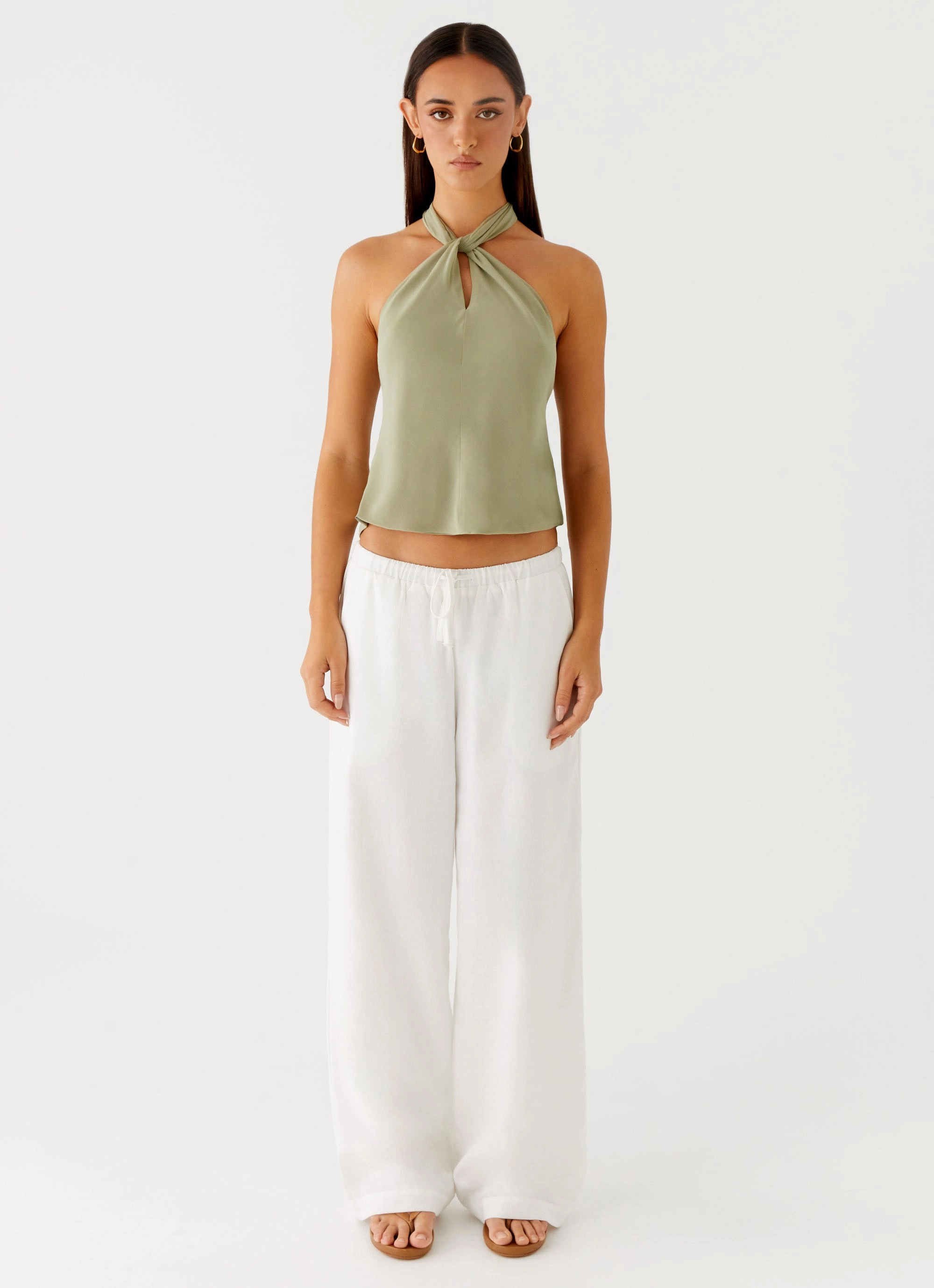 Stylish Look VentedBack Maddox Scarf Top - Sage