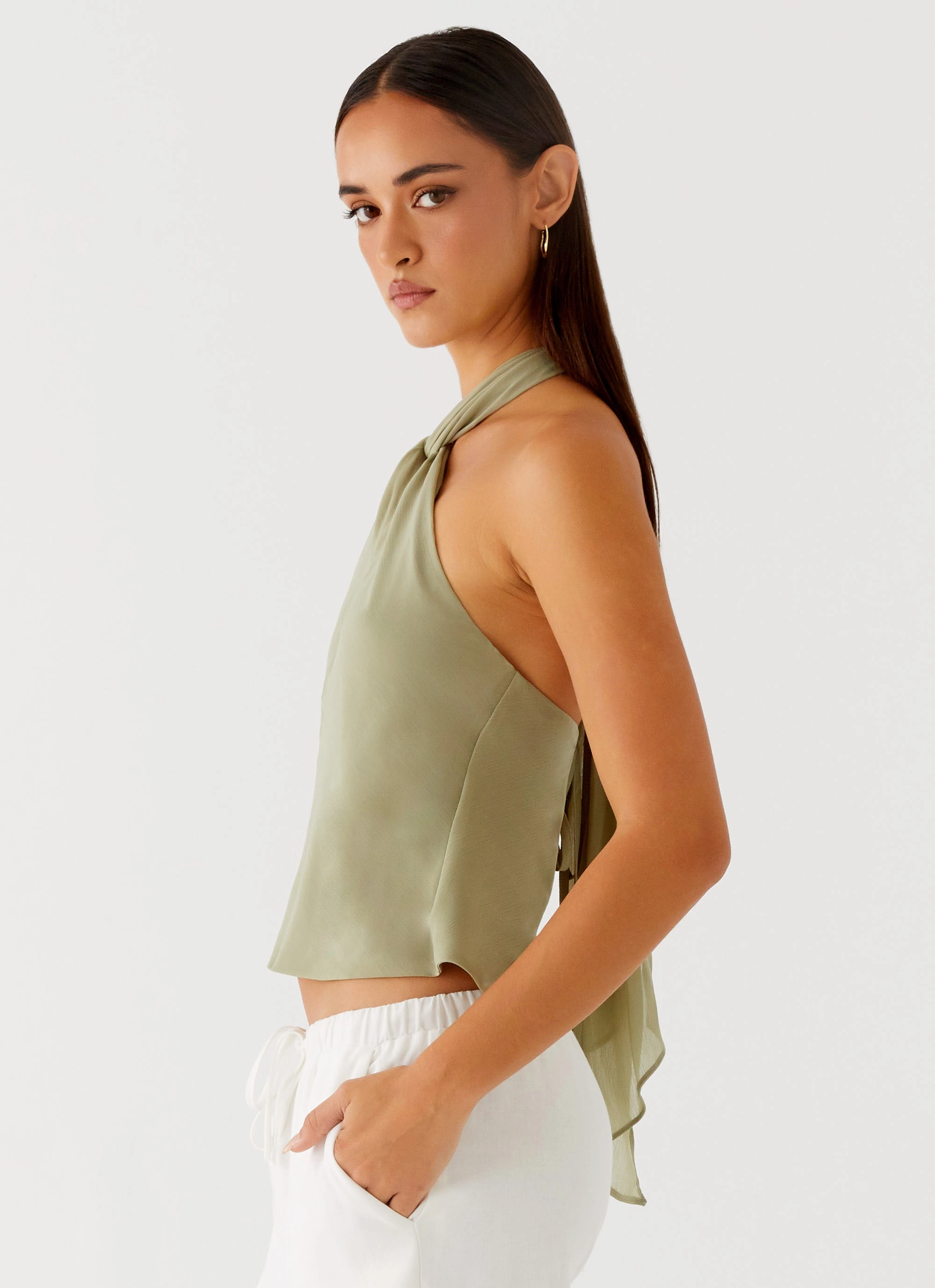 Airflow Mesh Panel Light material Maddox Scarf Top - Sage