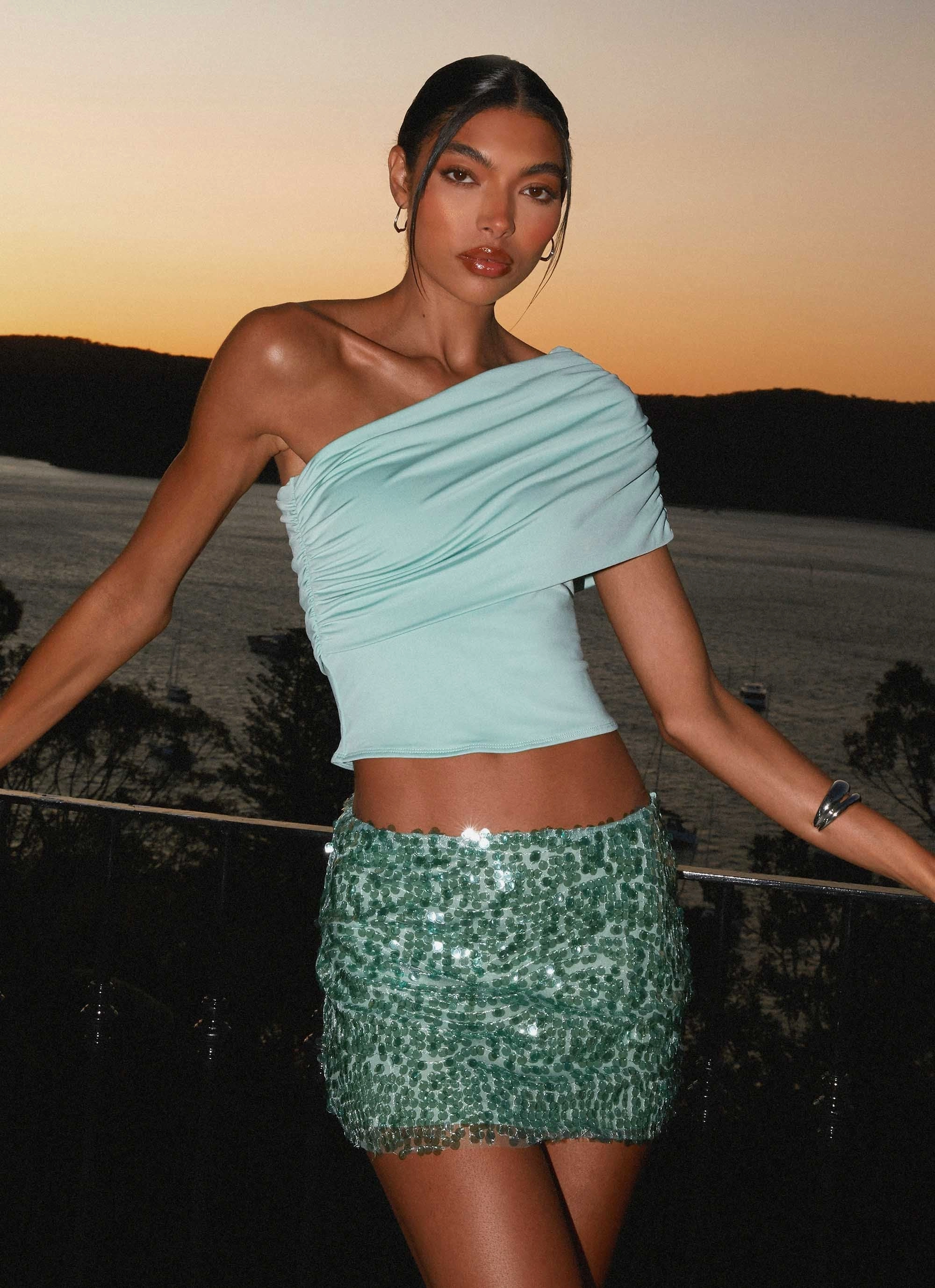 Made For You Low Rise Sequin Mini Skirt - Mint Comfy Wearable