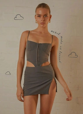 Maggie Bustier - Charcoal Recycled Polyester Thread Tagless Neckline Design Layered Ventilation Zones Maggie Bustier - Charcoal