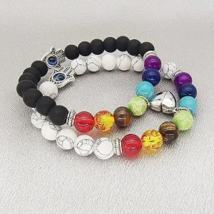 Magnetic Couple Bracelet - Natural Stone Bracelet Set | Bracelet Set with Hamsa and Heart Charm