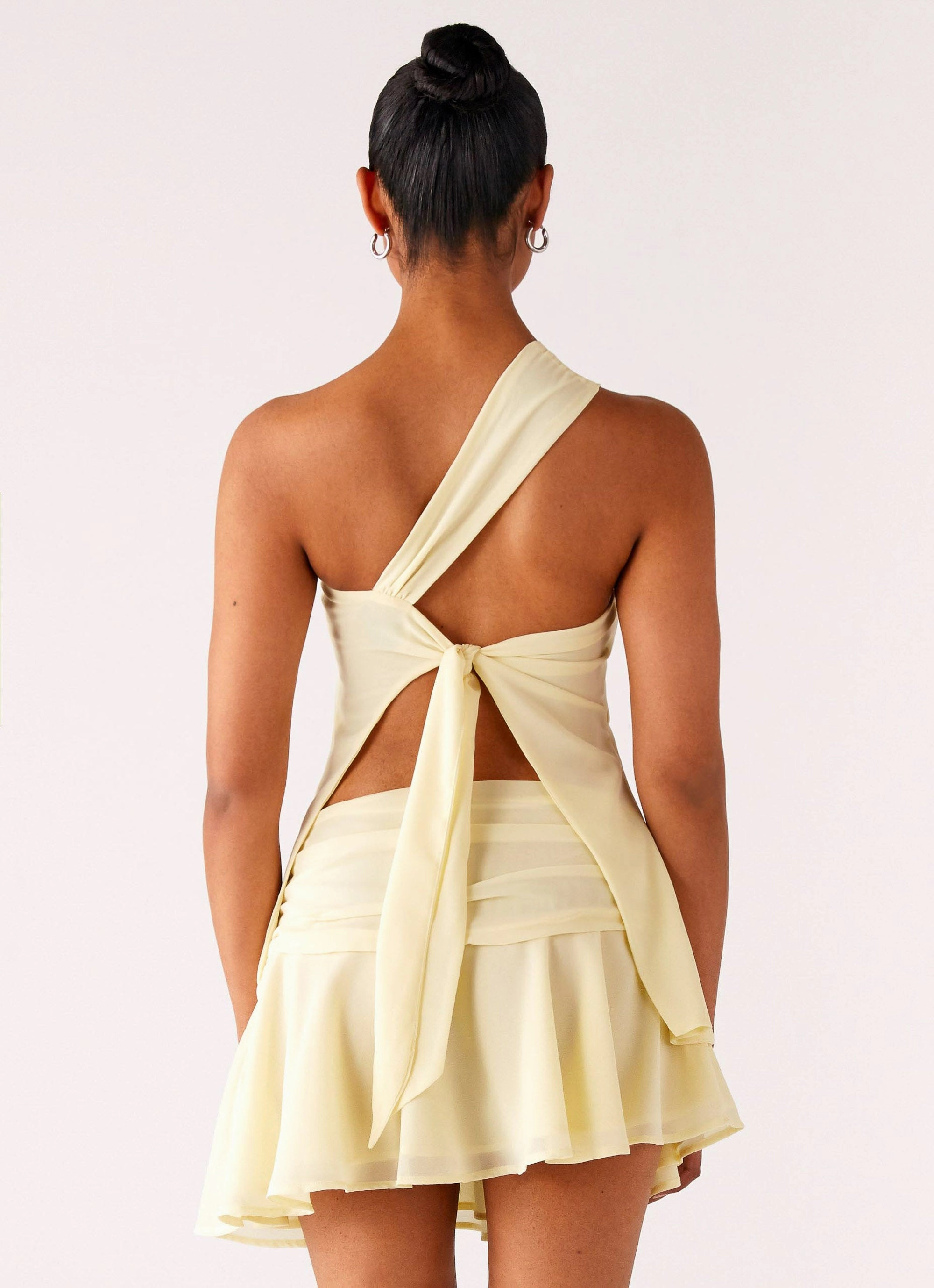 Delight Me Asymmetrical Top - Yellow Circular Knit