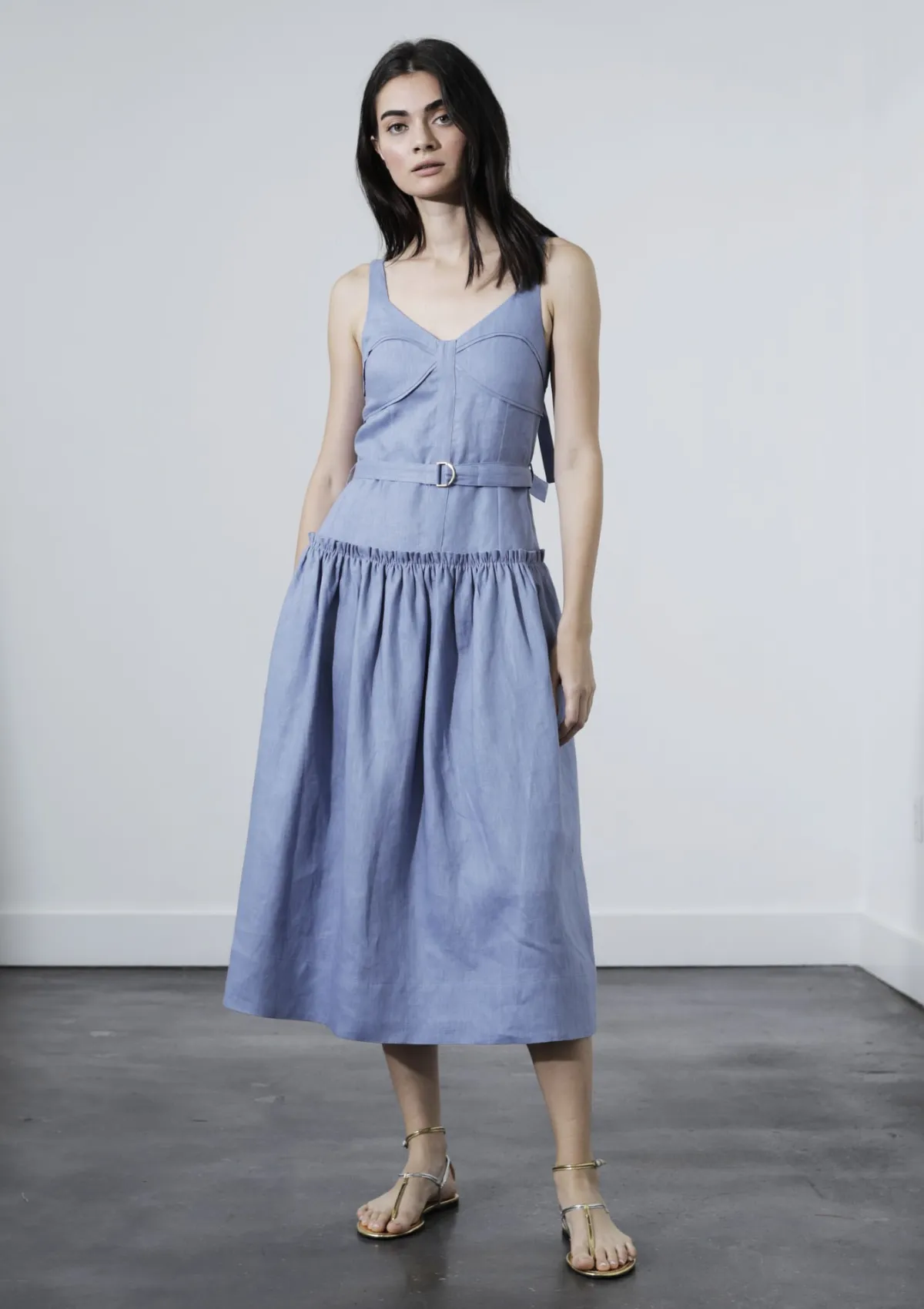 Olive Tone MAGNOLIA MIDI DRESS - STEEL