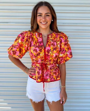 MAKE A COMEBACK PRINTED PEPLIM TOP