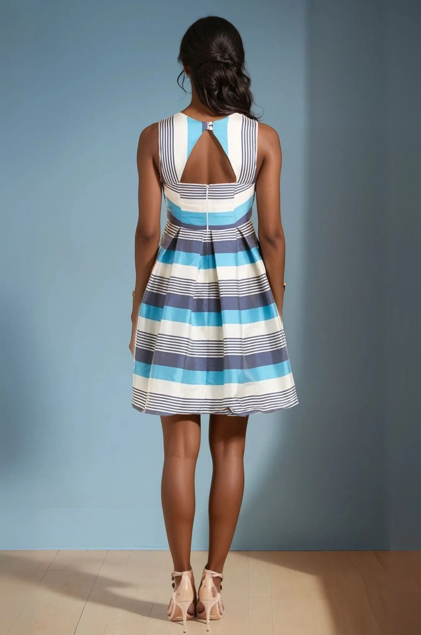 Elegant Fit Mandy Dress - Blue Stripe