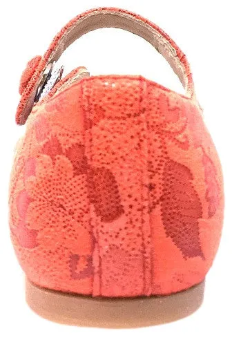 Manuela de Juan Mimi Red Floral Leather Snap Mary Jane Flat Shoe