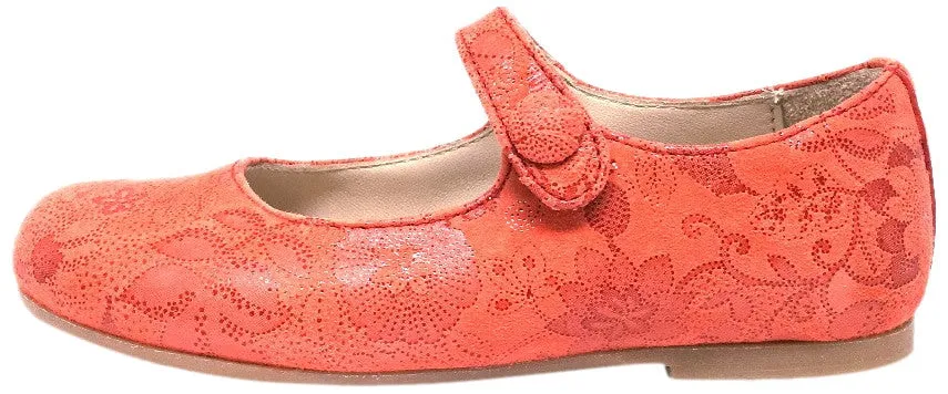 Manuela de Juan Mimi Red Floral Leather Snap Mary Jane Flat Shoe