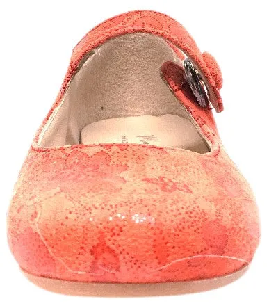 Manuela de Juan Mimi Red Floral Leather Snap Mary Jane Flat Shoe