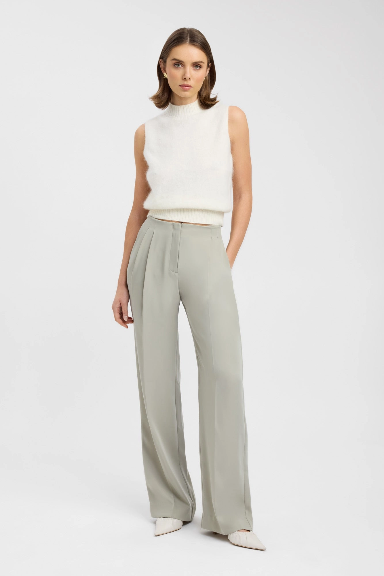 Slim Stretch Fit Maria Pleated Pant