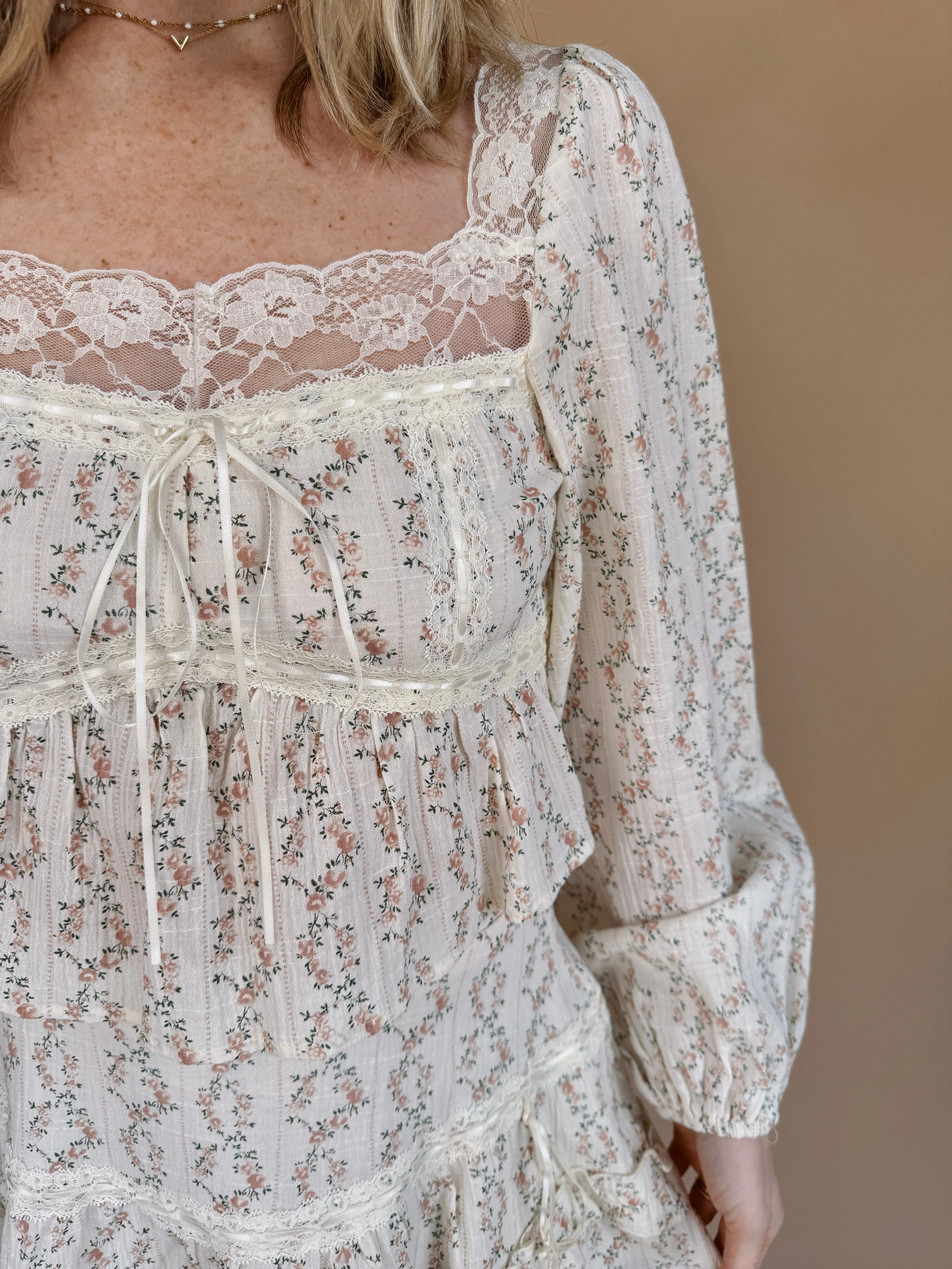 Marianne Floral Lace Top & Skirt Set