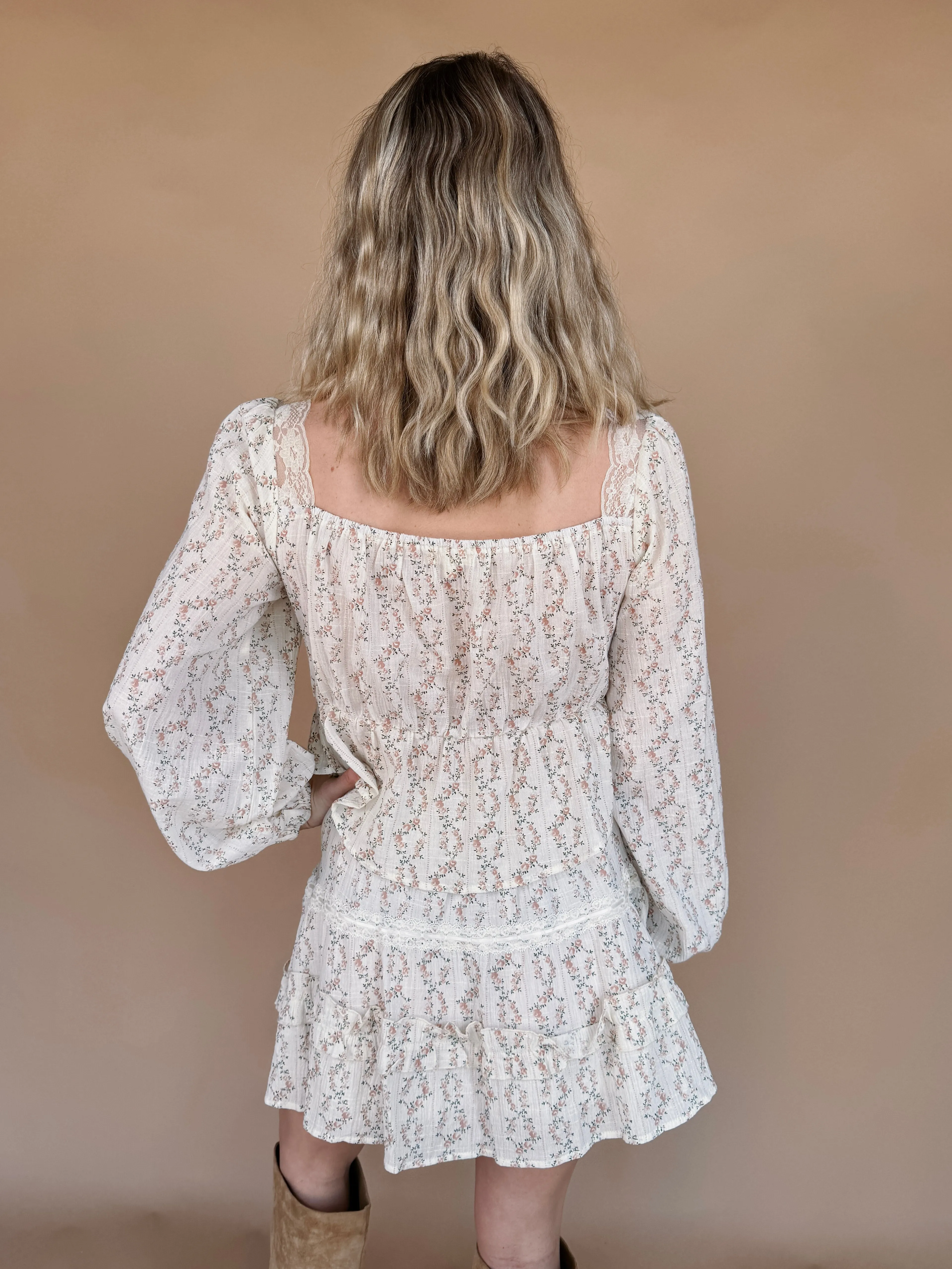 Marianne Floral Lace Top & Skirt Set