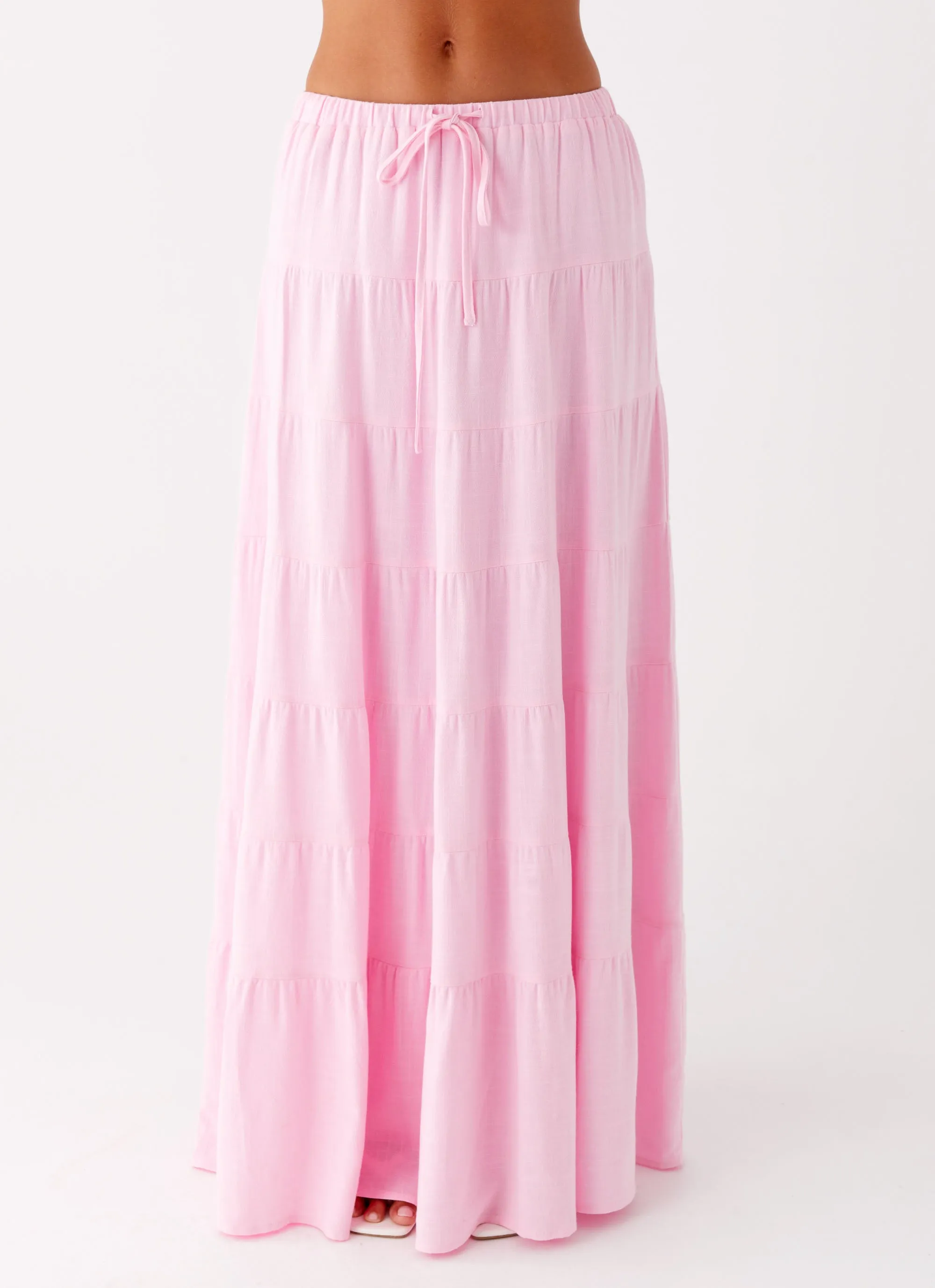 Mariella Linen Maxi Skirt - Pink Core Utility