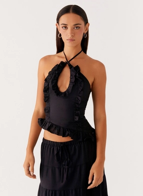 Mariella Linen Top - Black Chlorine-Resistant Mariella Linen Top - Black Moisture Wicking Inner Layer Tropical Adventure