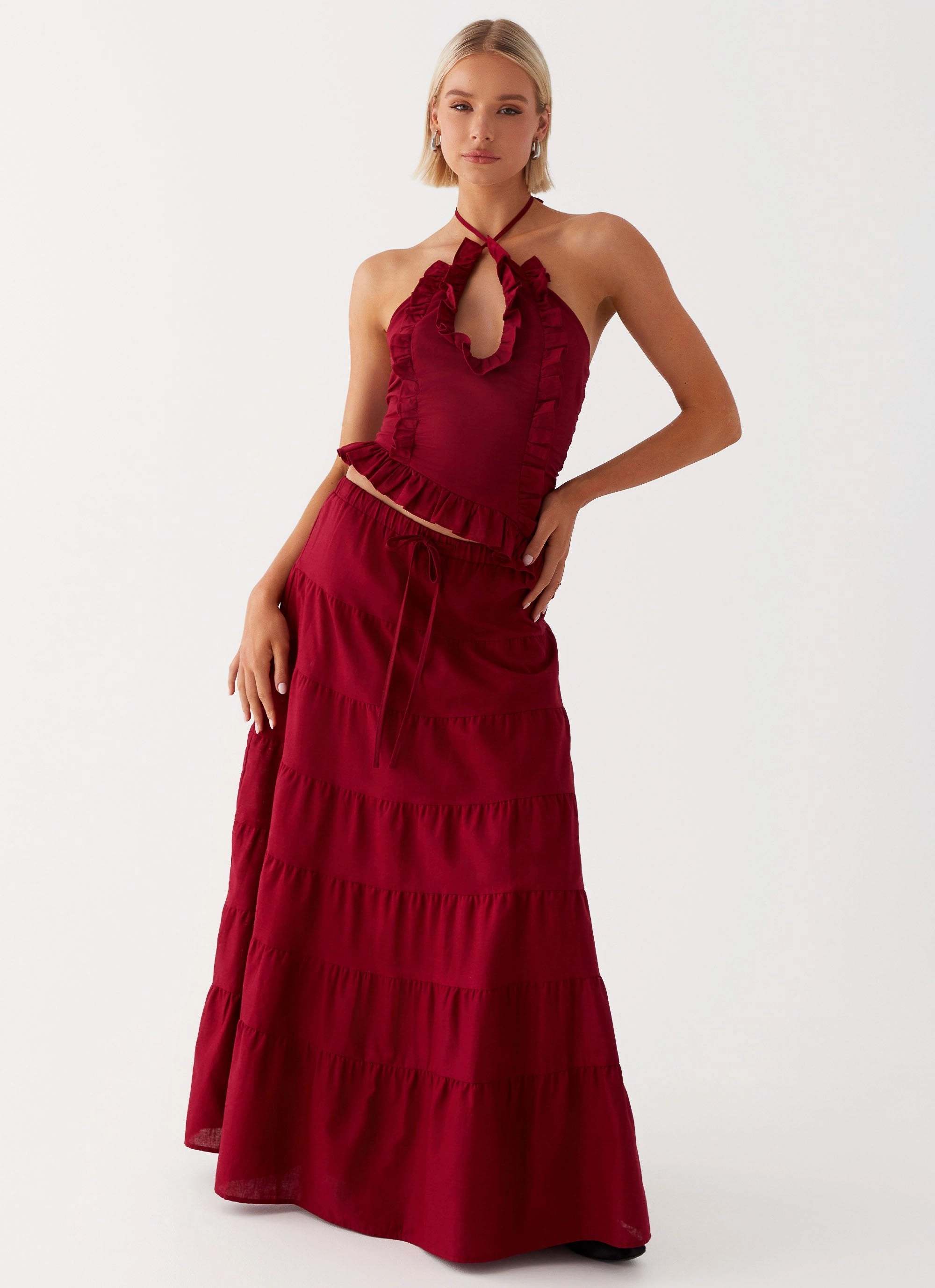 Mariella Linen Top - Maroon BoxySilhouette Reversible Layering Tech