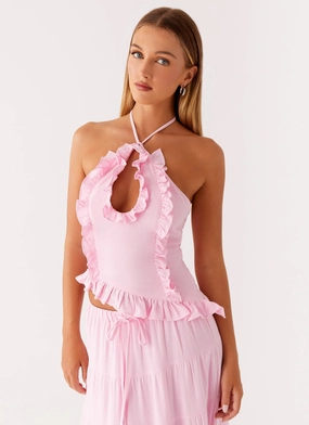 Mariella Linen Top - Pink RelaxedFit Flatlock Stitching Technique Mariella Linen Top - Pink