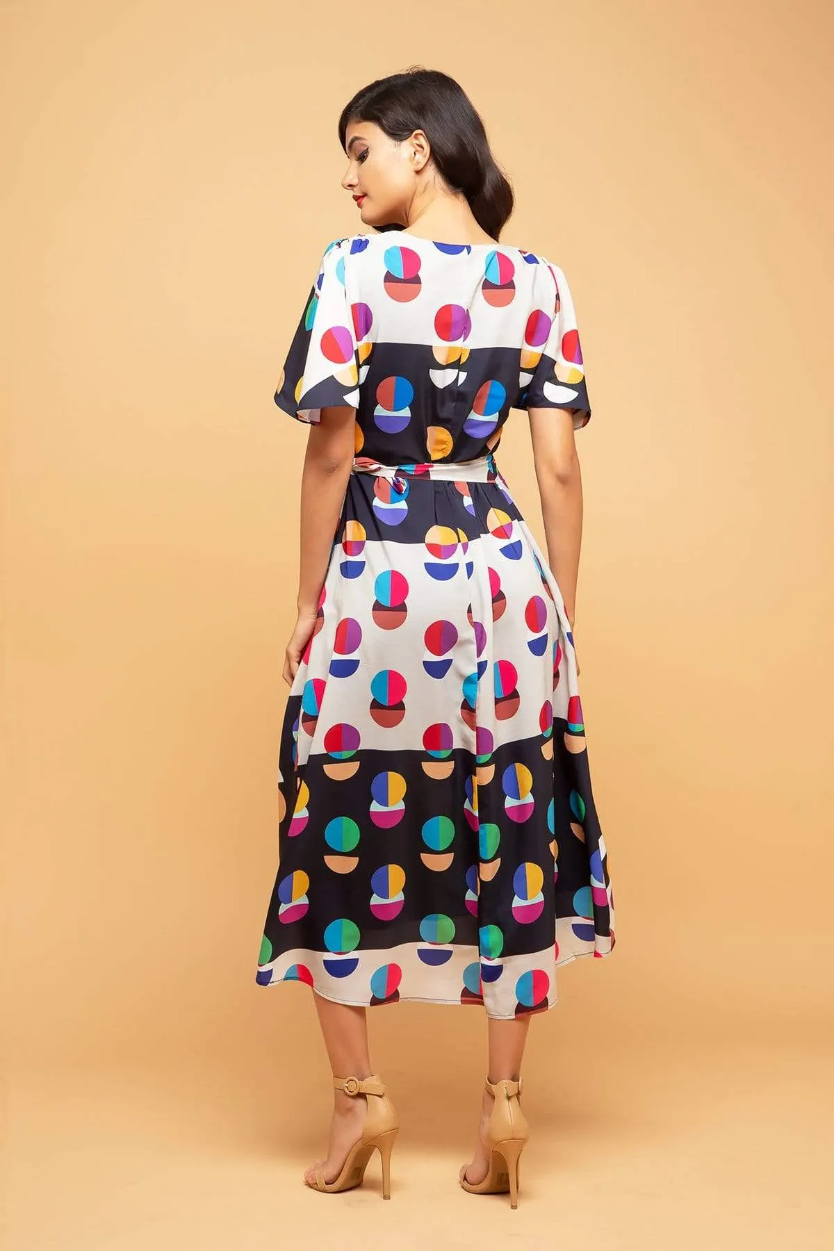 Relaxed Mood Weekend Fresh Marika Faux Wrap Dress With Dolman Sleeves - Miro Dot