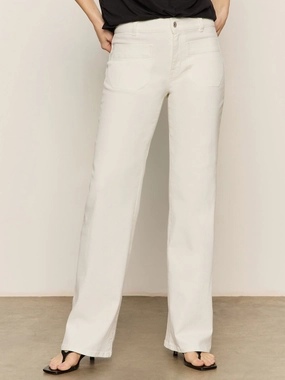 Marine Full Length Semi High Rise Jeans Bleached White Sleek lines