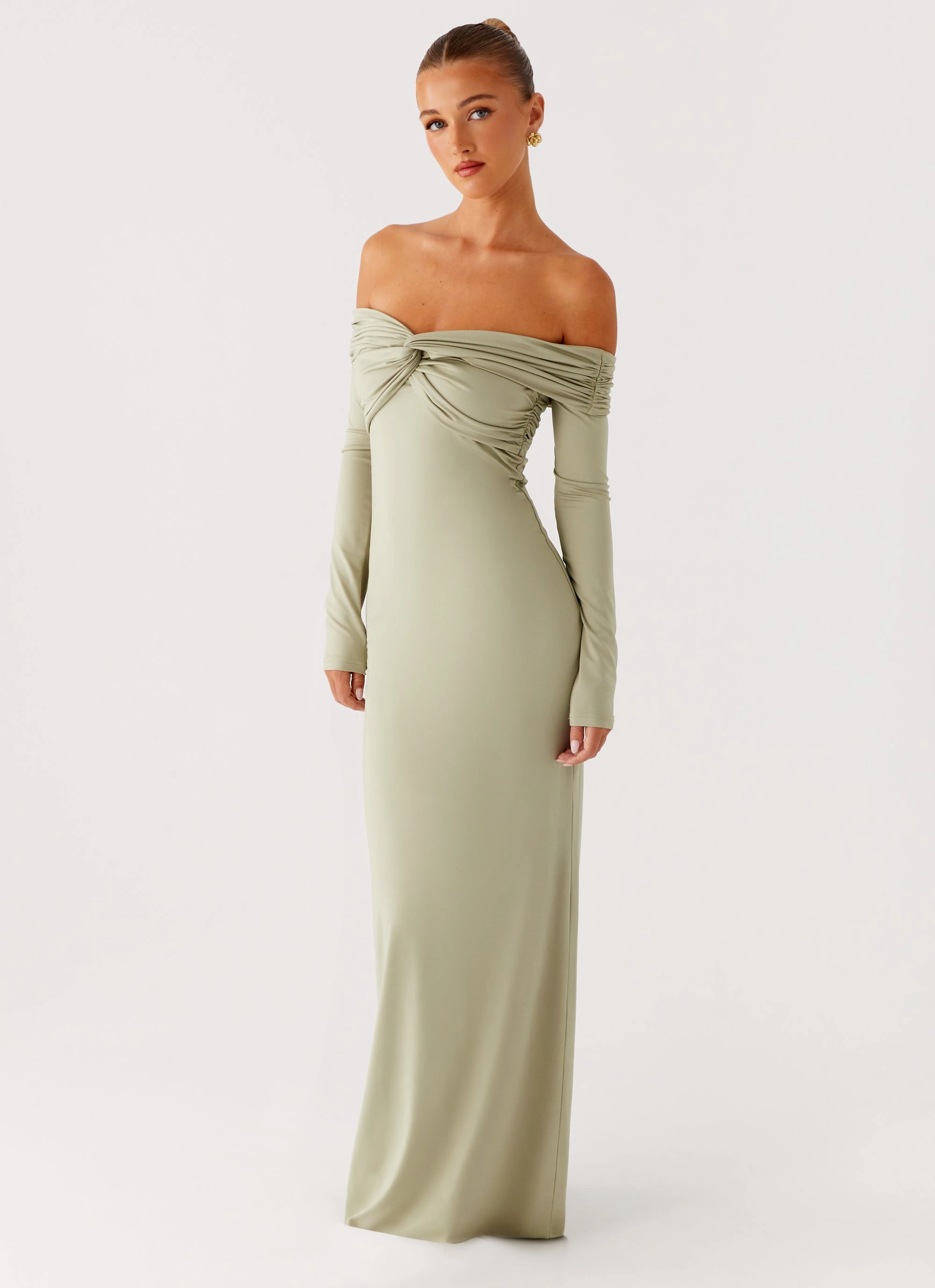 Marla Long Sleeve Maxi Dress - Sage Back Detail Romantic Mood
