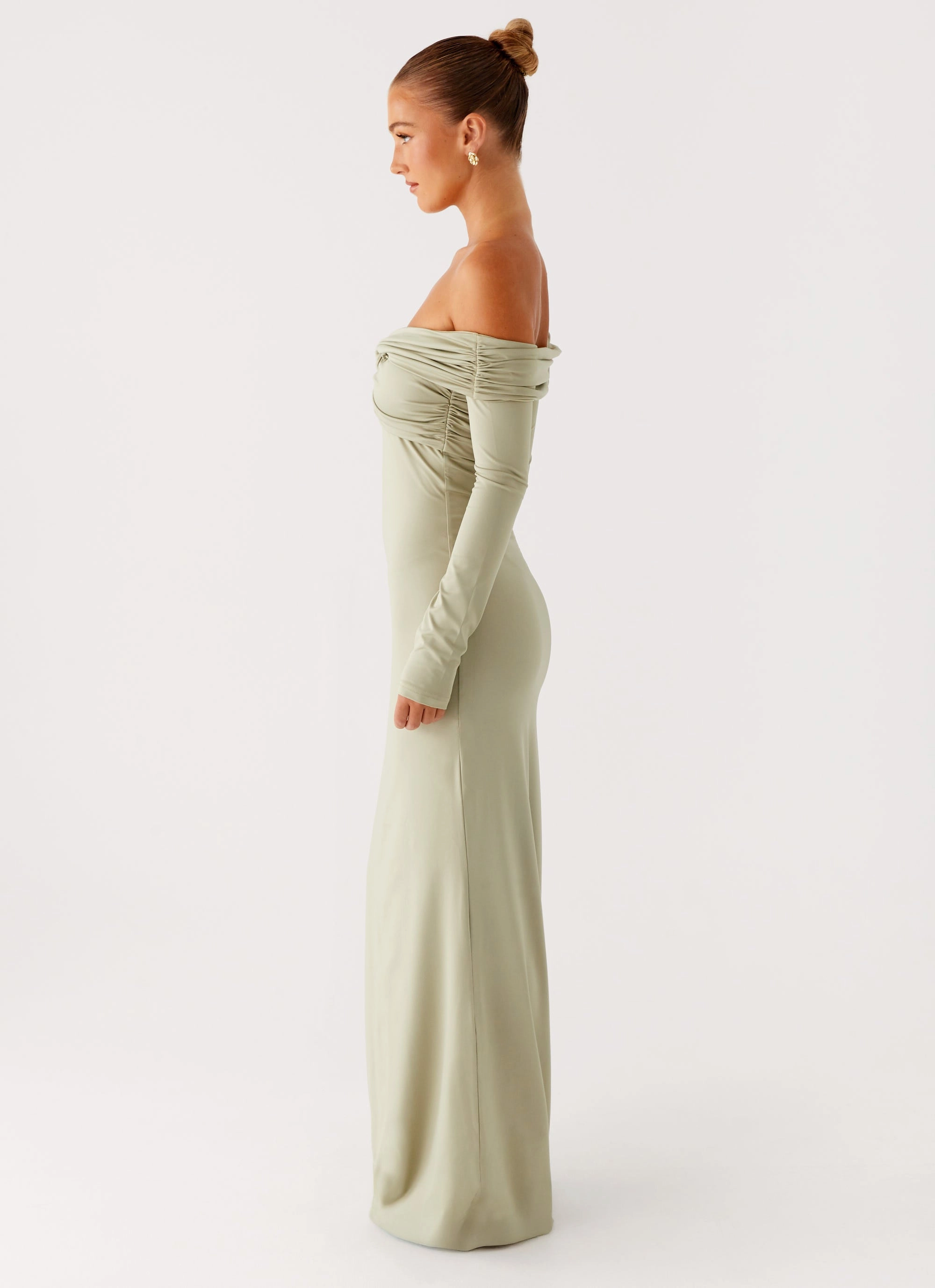 Drape Wave Marla Long Sleeve Maxi Dress - Sage