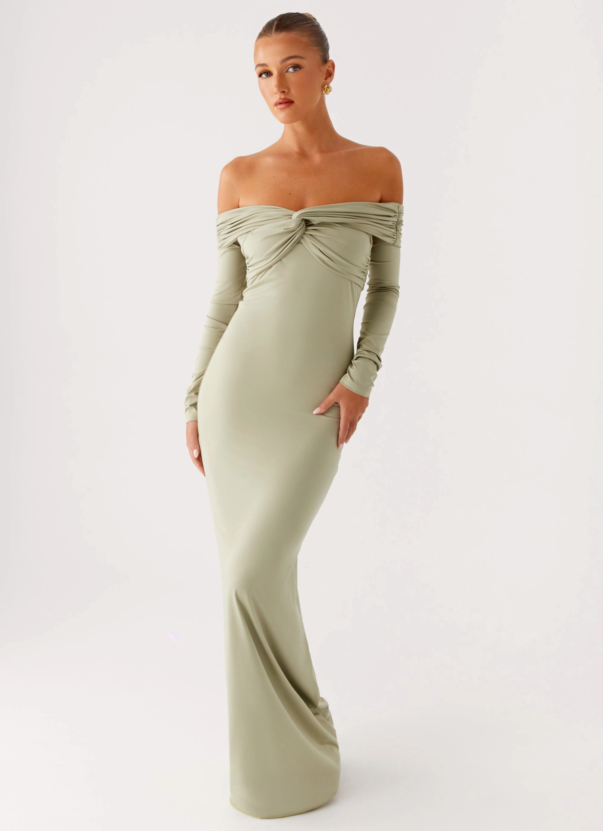 Smart Detail Marla Long Sleeve Maxi Dress - Sage