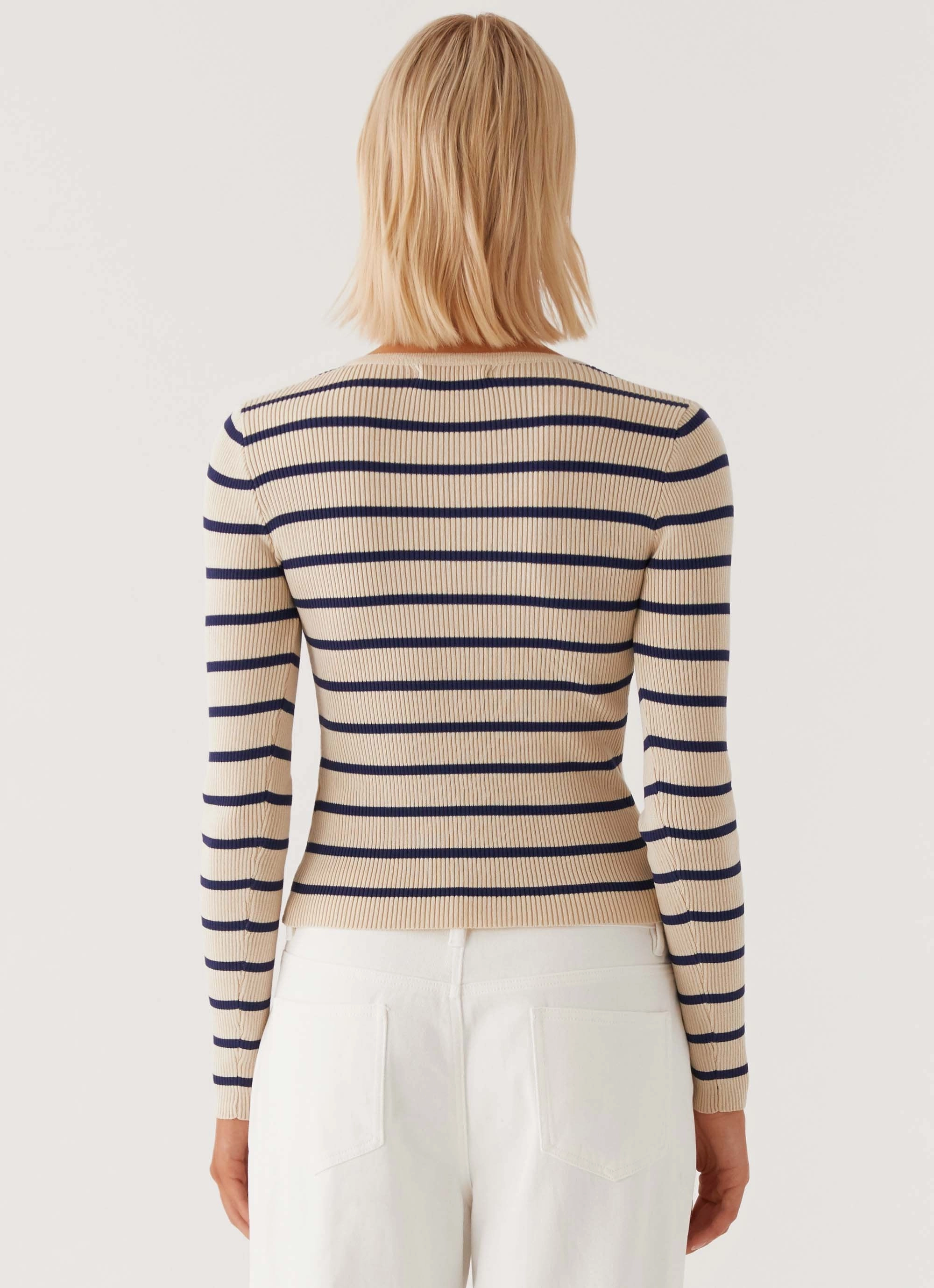 Marlie Knit Top - Multi Stripe WrinkleFree Finish