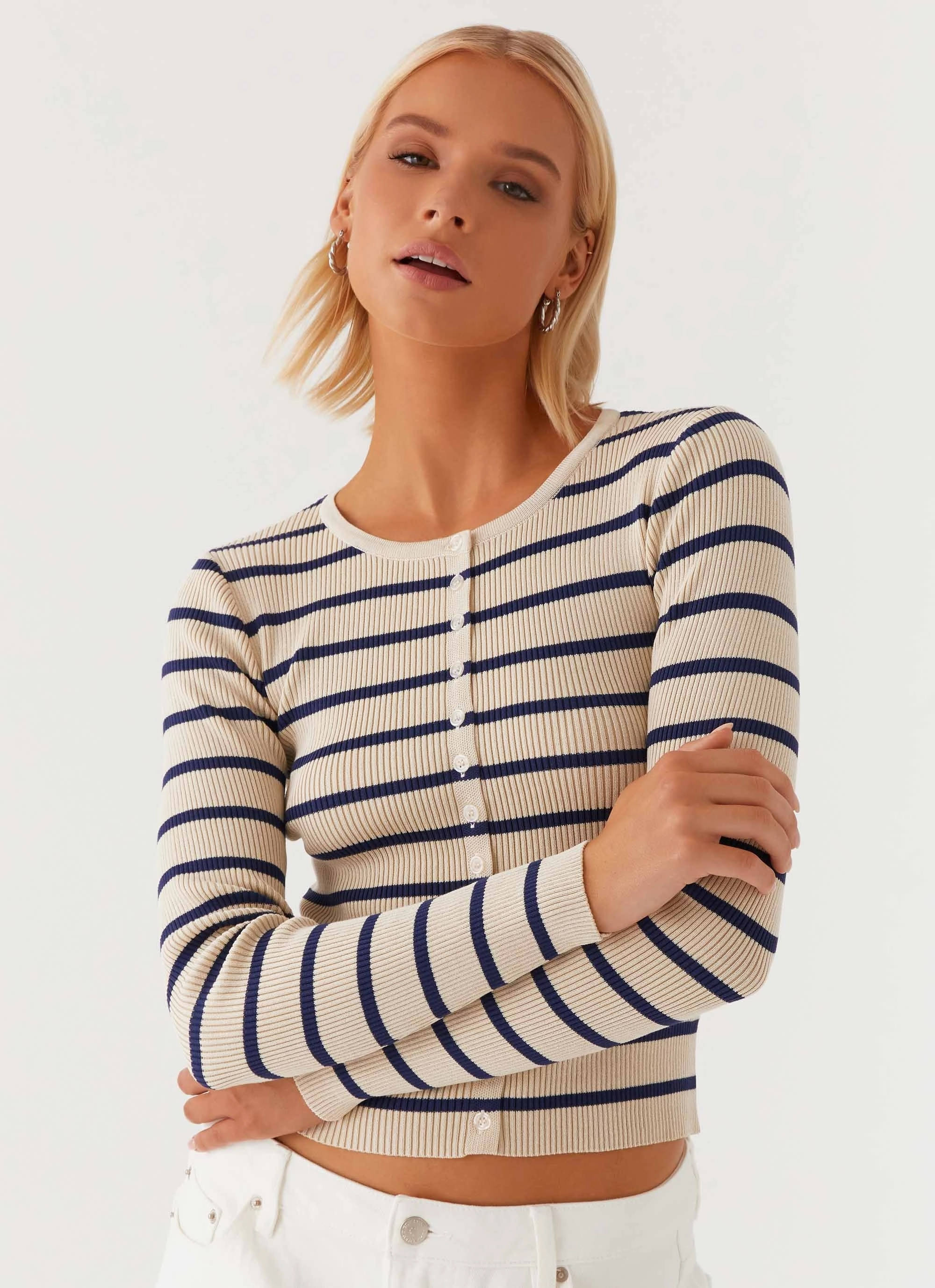 Marlie Knit Top - Multi Stripe CompressionSupportWeave EasyClean