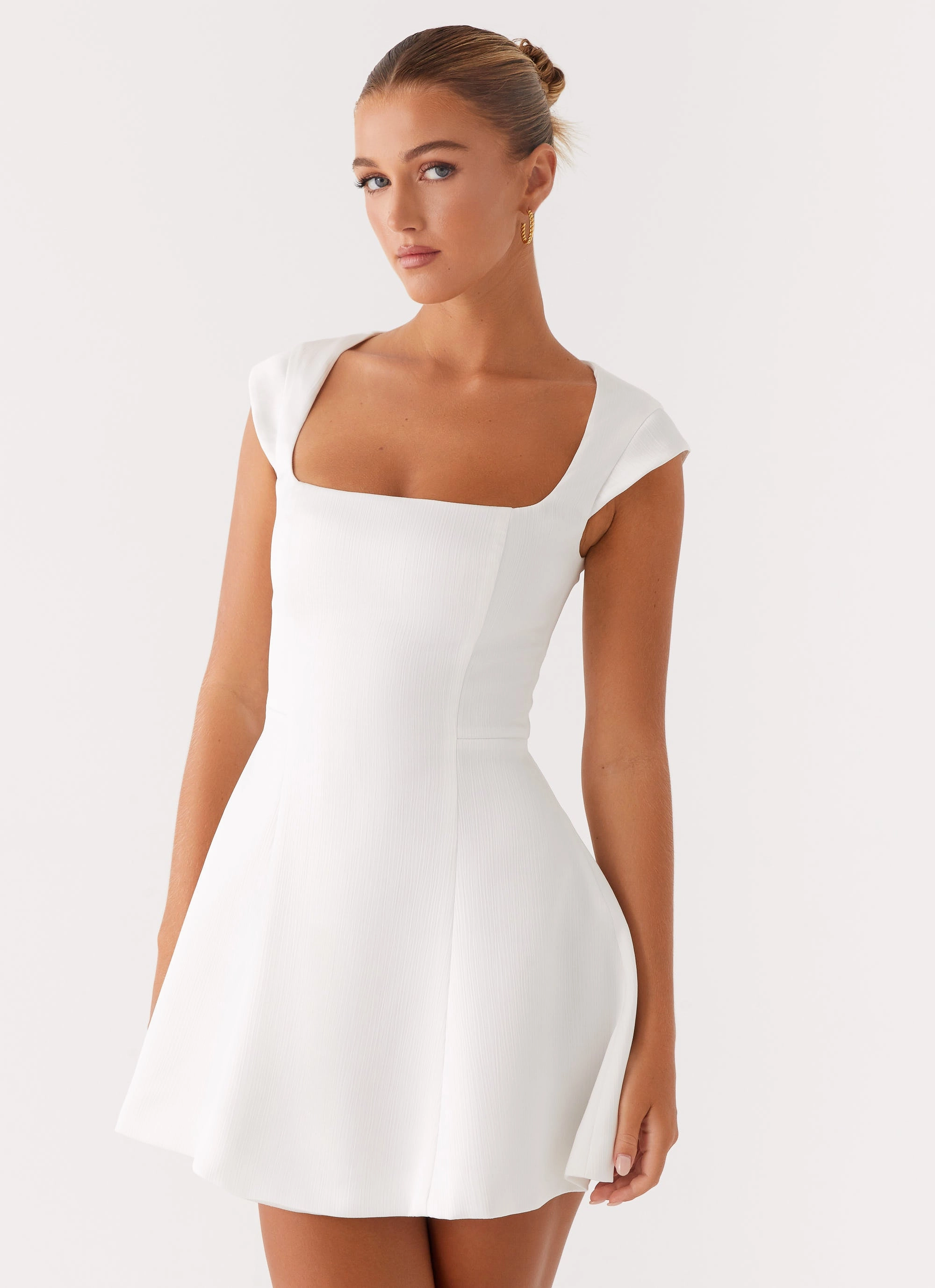 Bow Soft Maryjane Mini Dress - White