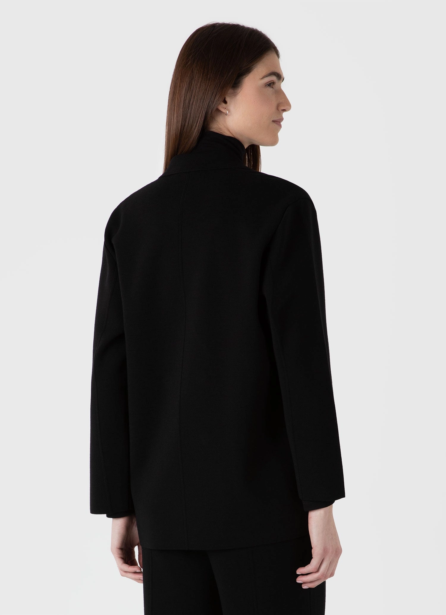 Women's Merino Milano Knit Blazer in Black snowy