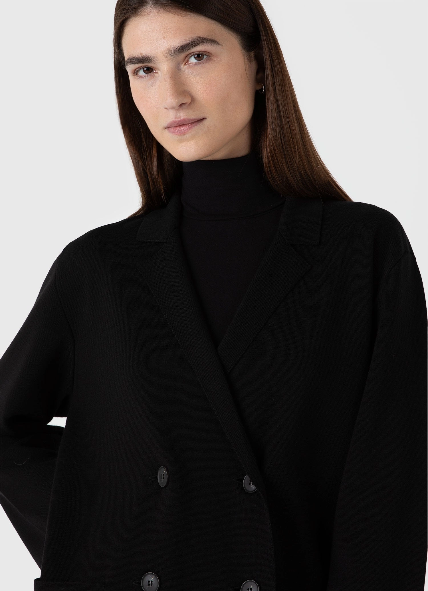 Women's Merino Milano Knit Blazer in Black Panama Windbreaker Tech