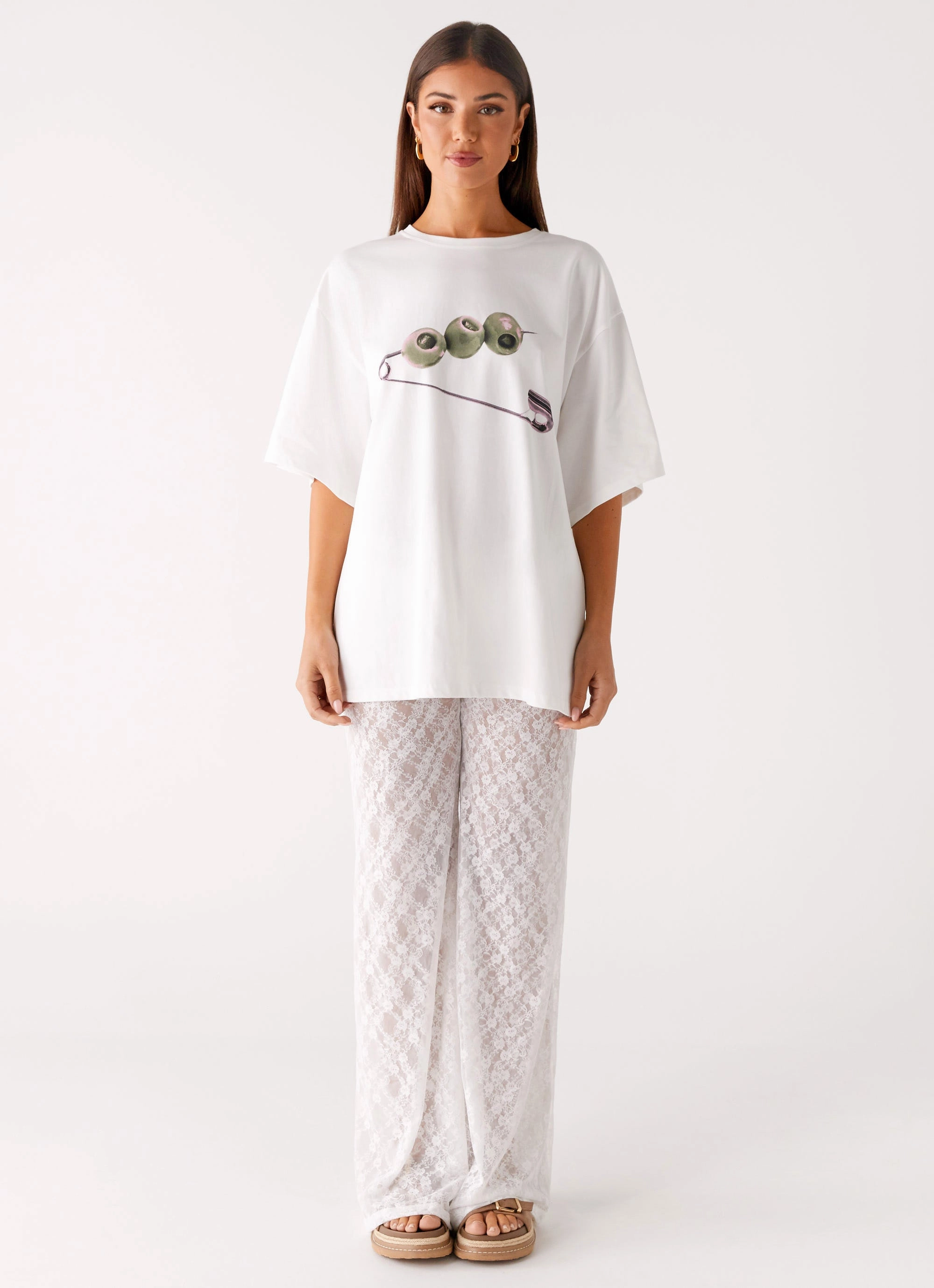 Matcha Lace Pants - White Fashionable Appeal Day To Night