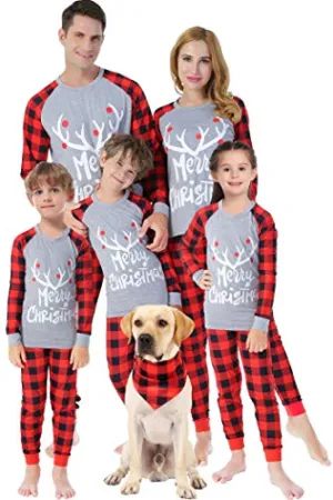 Matching Family Plaid Pajamas Boys Girls Christmas PJs Holiday Deer Printed Sleepwear Kids 12 to 18 Months