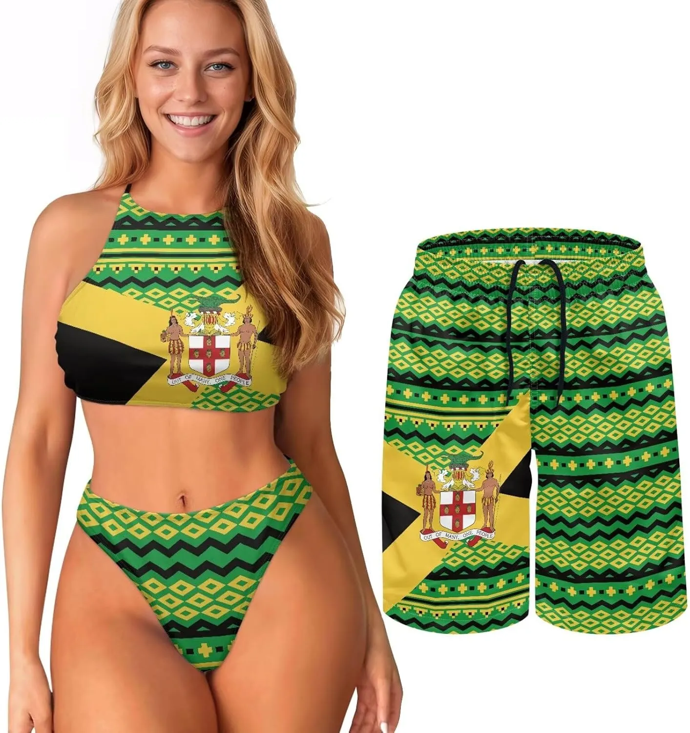 Matching Swimsuits for Couples Two Piece Bikini Sets or Swim Trunks Summer Beach Vacation Swimwear