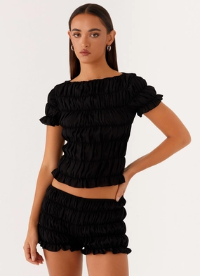 Mateo Ruched Top - Black Breathable Zones ThermalRegulationLayer LayeredNeckline Mateo Ruched Top - Black