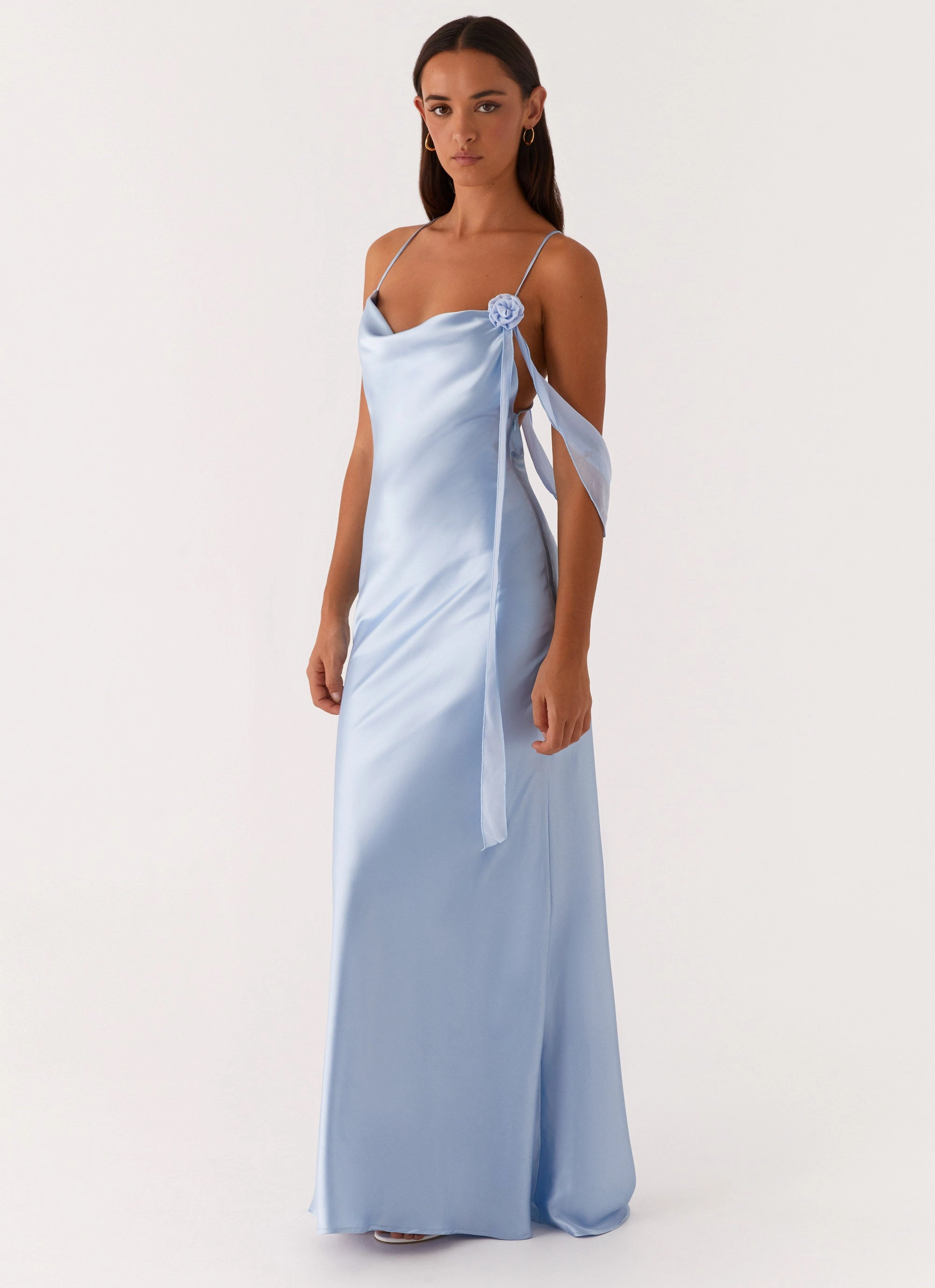 Comfortable Wear Lounge Fit Too Sweet Satin Maxi Dress - Blue