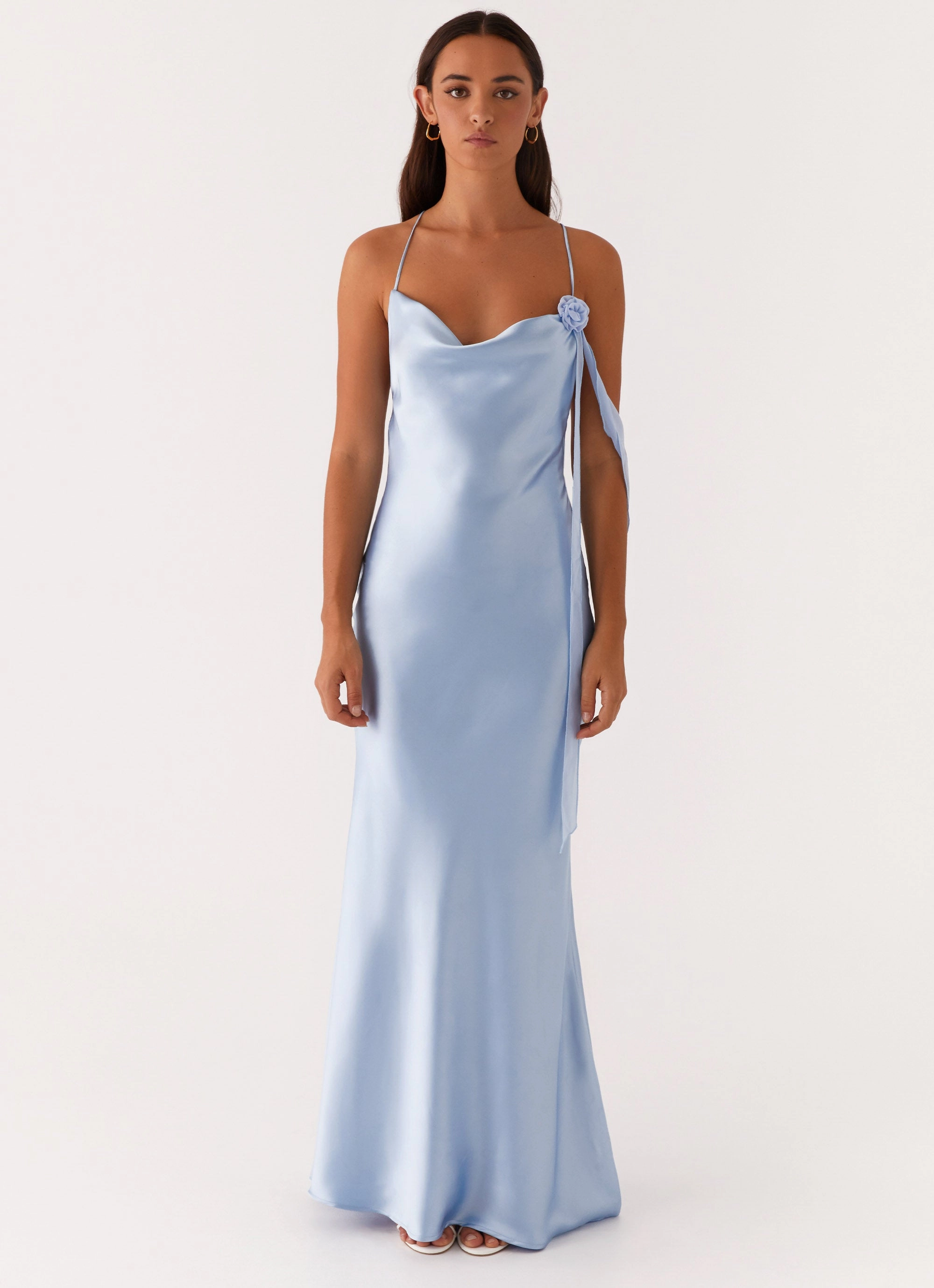 Too Sweet Satin Maxi Dress - Blue Relax Style Sleek and Sleek