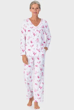 Mauve Floral Long Sleeve Henley PJ Set
