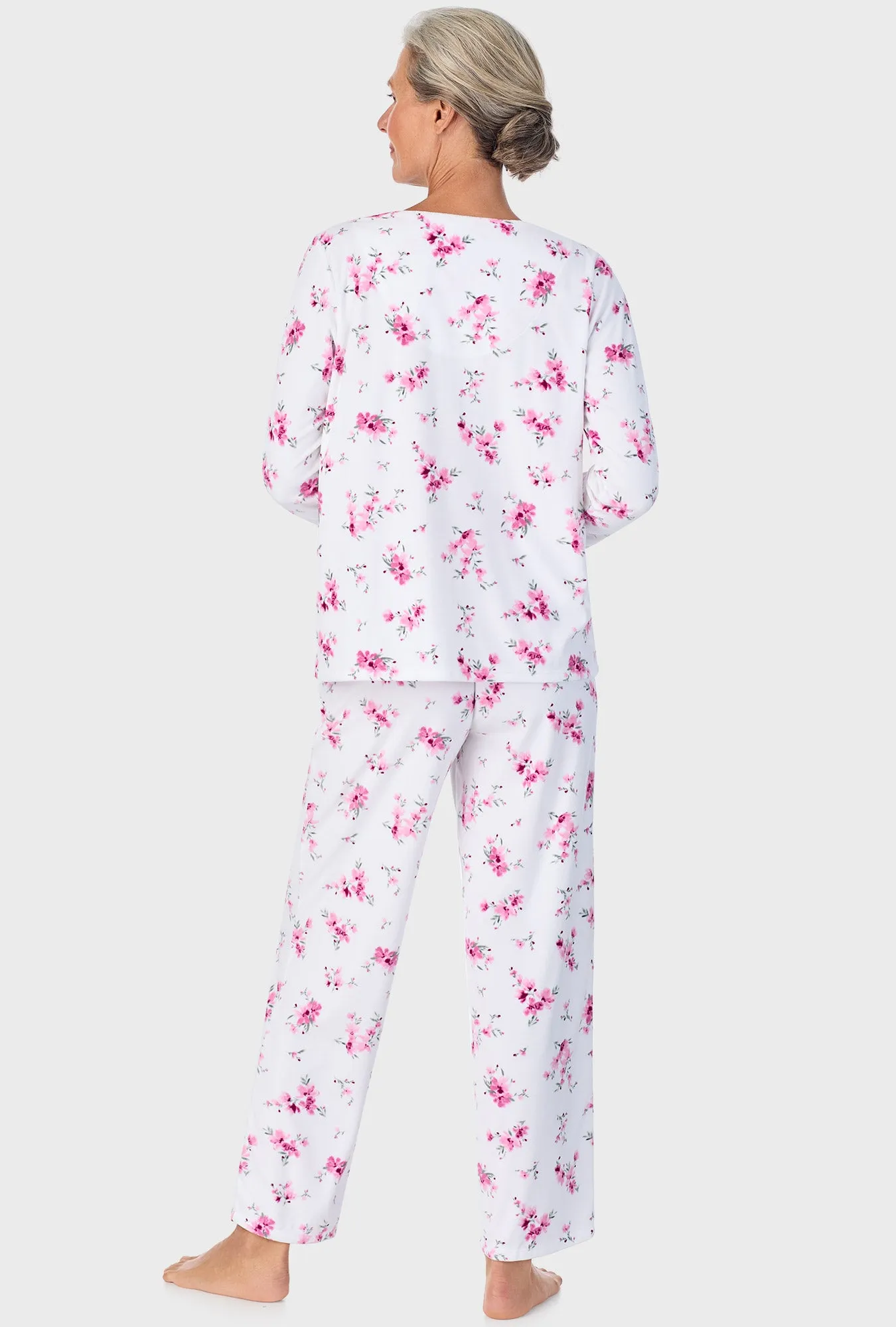 Mauve Floral Long Sleeve Henley PJ Set