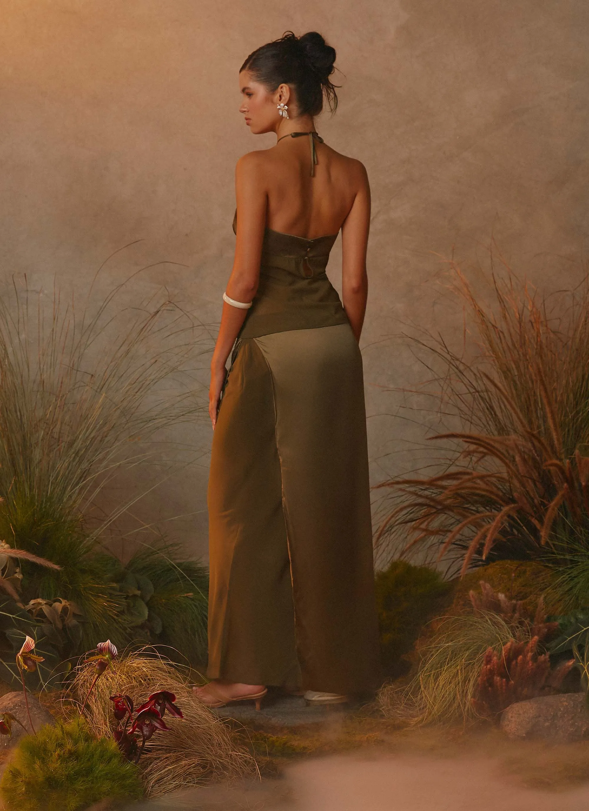Mavie Maxi Skirt - Khaki Layering Piece Bootcut shape