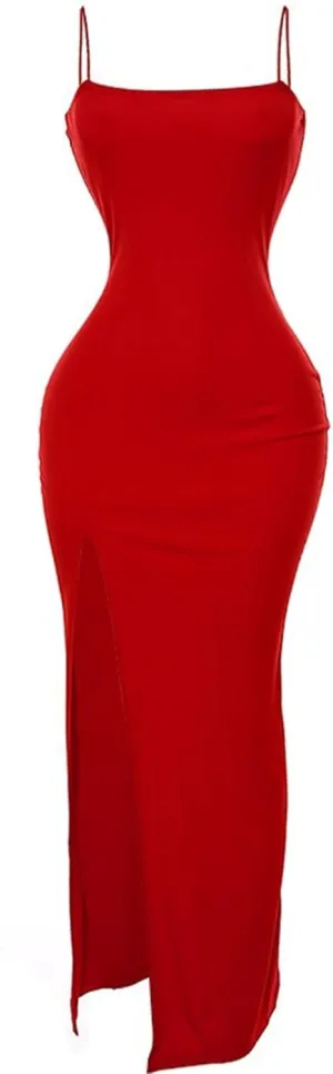Maxi Bodycon Dress for Women Cami Maxi Dress Bodycon Slip Fitted Maxi Dress for Women Long Fitted Dresses for Women