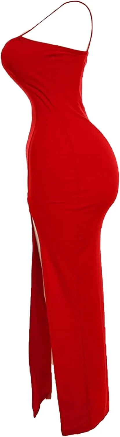 Maxi Bodycon Dress for Women Cami Maxi Dress Bodycon Slip Fitted Maxi Dress for Women Long Fitted Dresses for Women