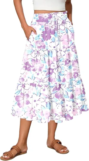 Maxi Skirt Plus Size for Women High Waist Flowy A-Line Long Skirt Summer Trend