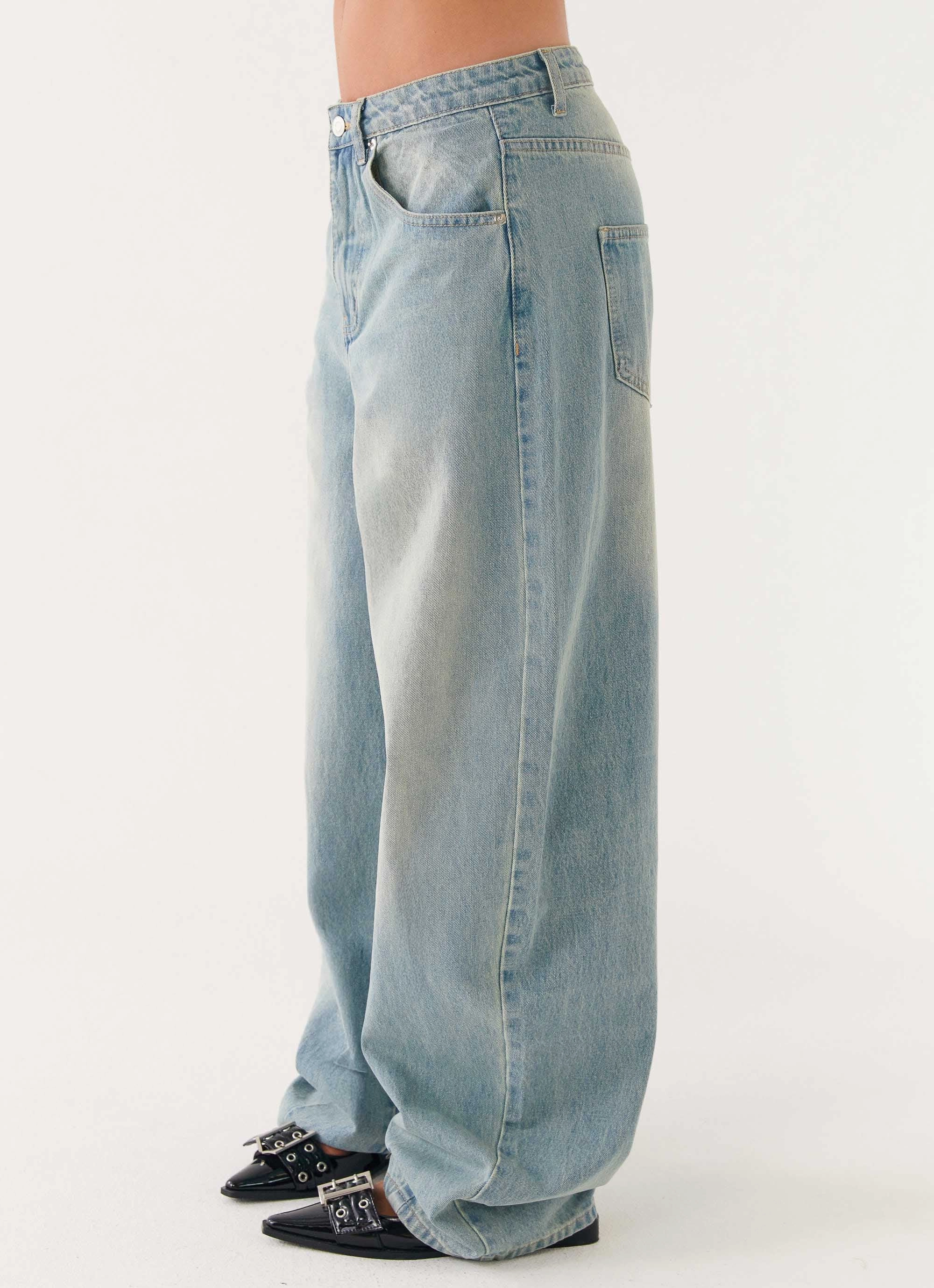 Flexibility Fit Maxwell Baggy Jeans - Washed Blue