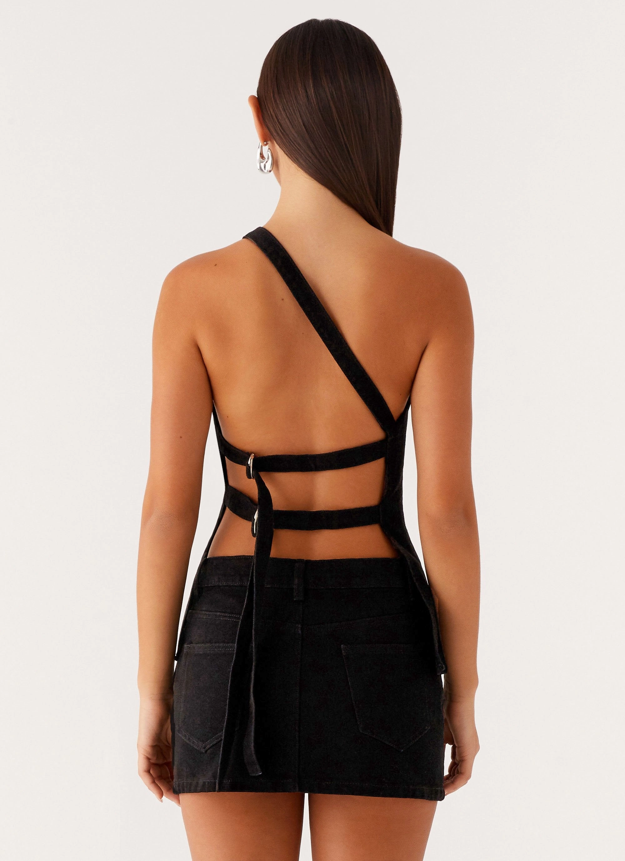 Maysa Denim Top - Black Timeless Cut