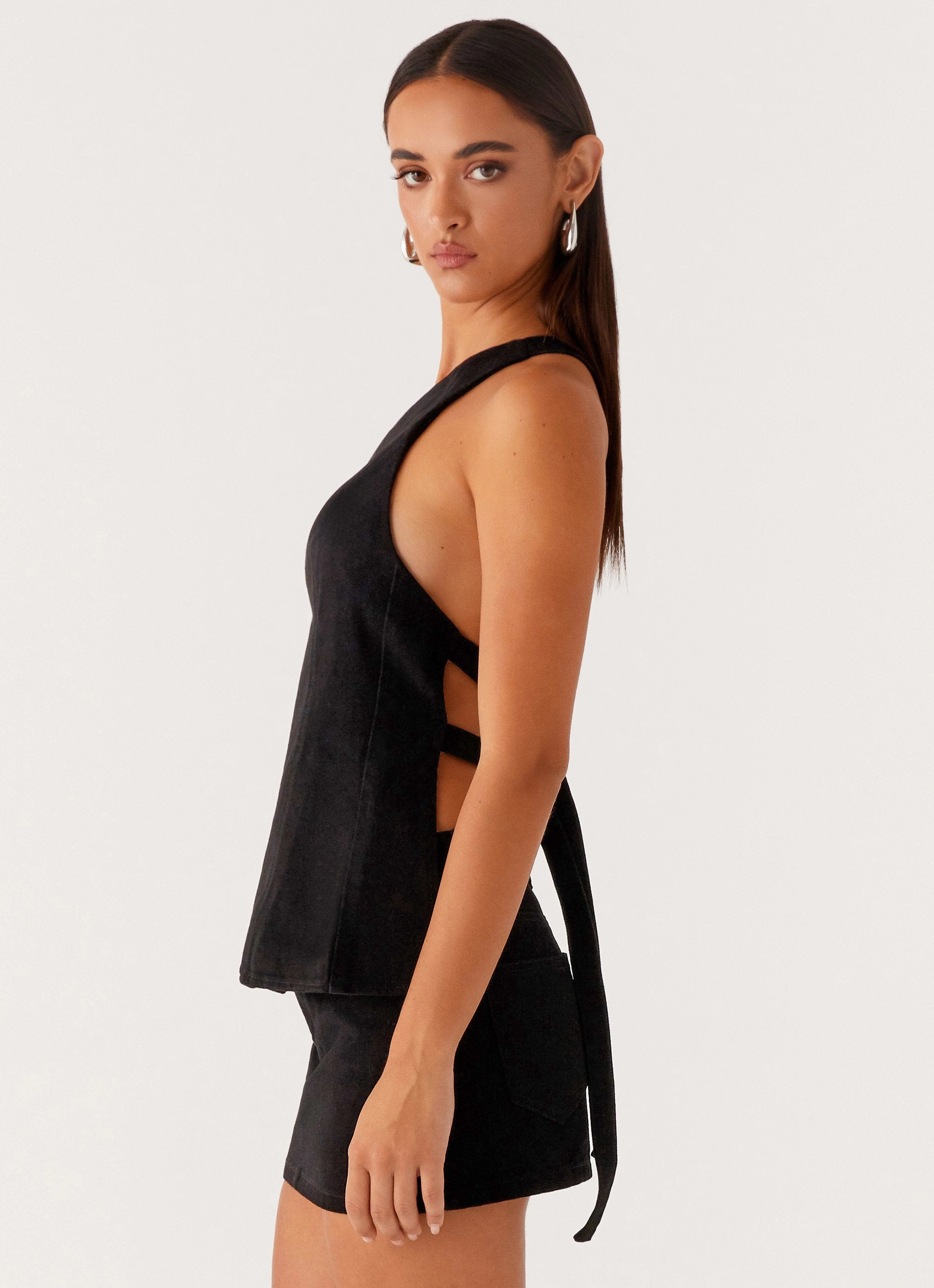 WrinkleFree Finish Maysa Denim Top - Black