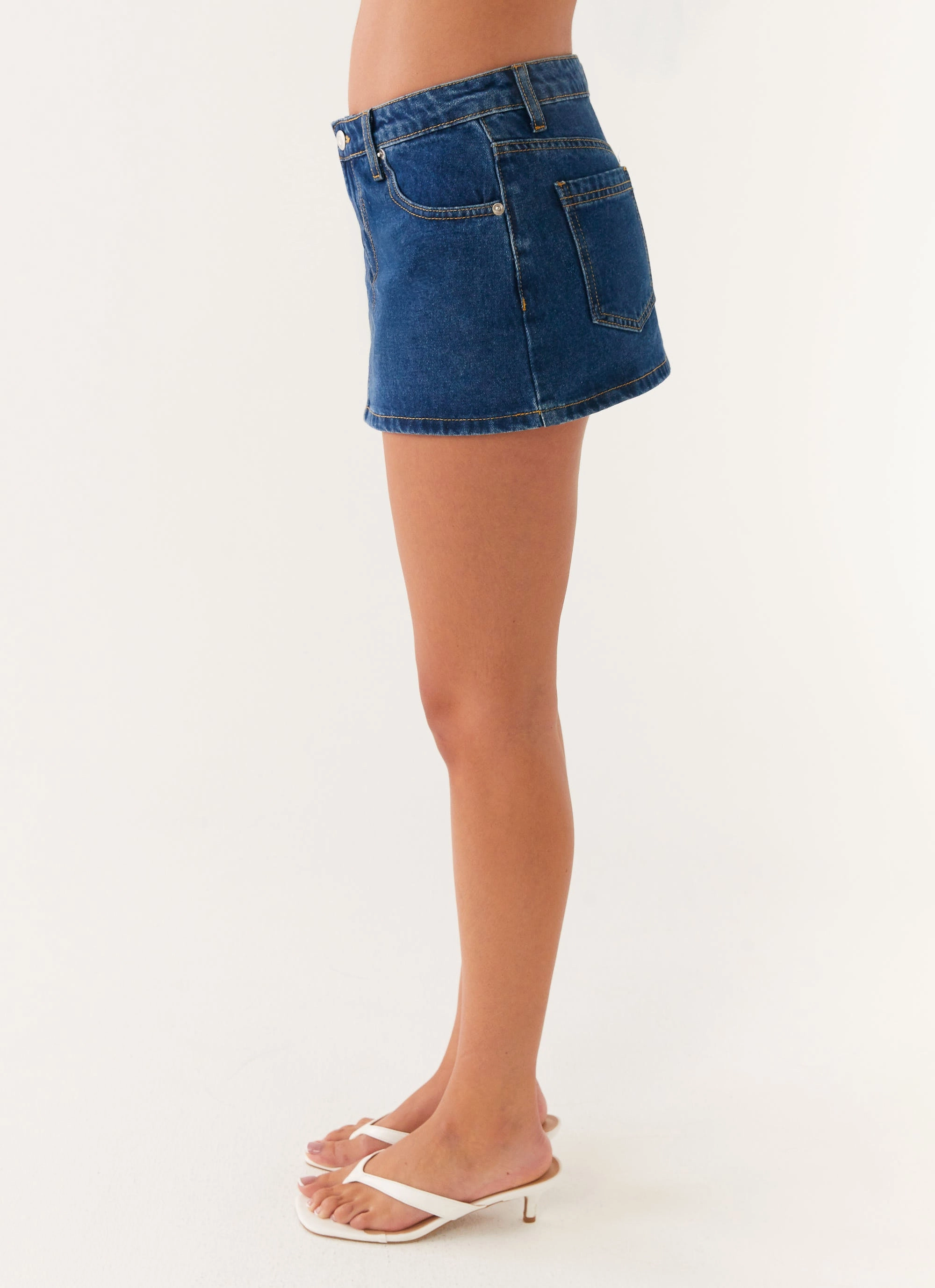 Neutral Style Neutral Shade Maysa Low Rise Mini Skirt - Dark Blue
