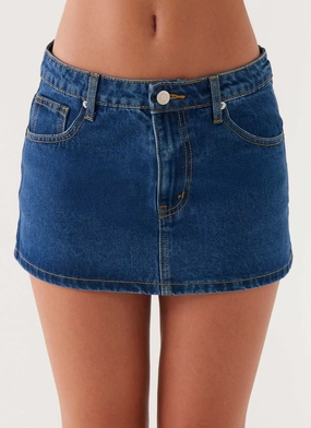 Maysa Low Rise Mini Skirt - Dark Blue Abrasion Resistant Edging Comfy Design No Fuss Maysa Low Rise Mini Skirt - Dark Blue