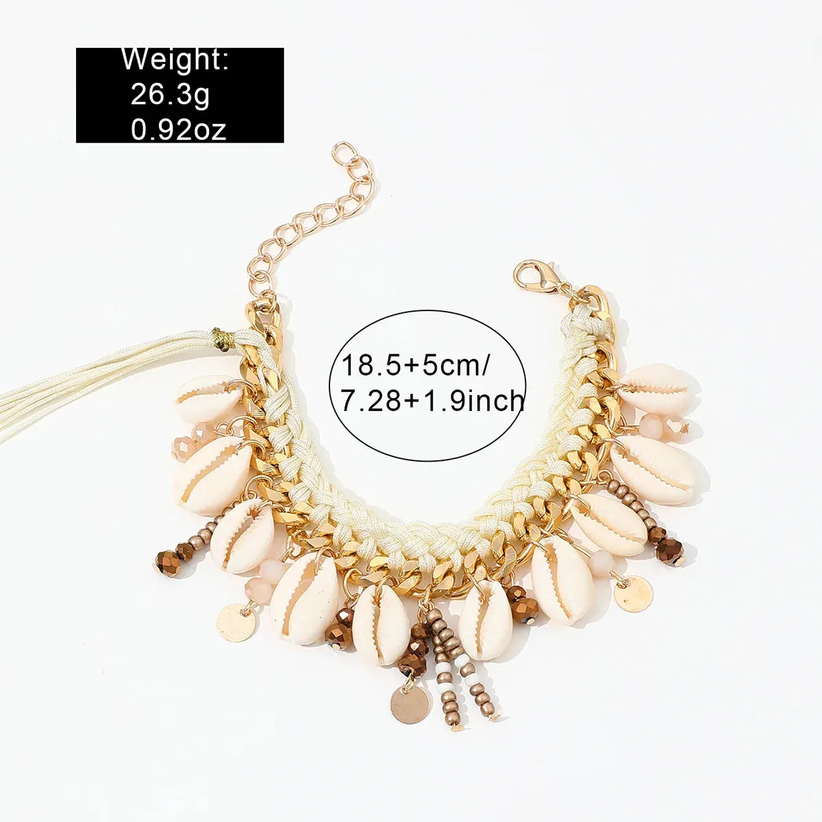 MAYTRENDS  -  Bohemian Handmade Woven Rope Chain Bracelets For Women Fashion Sweet Cool Shell Charm Bracelets Bangles Men Jewelry