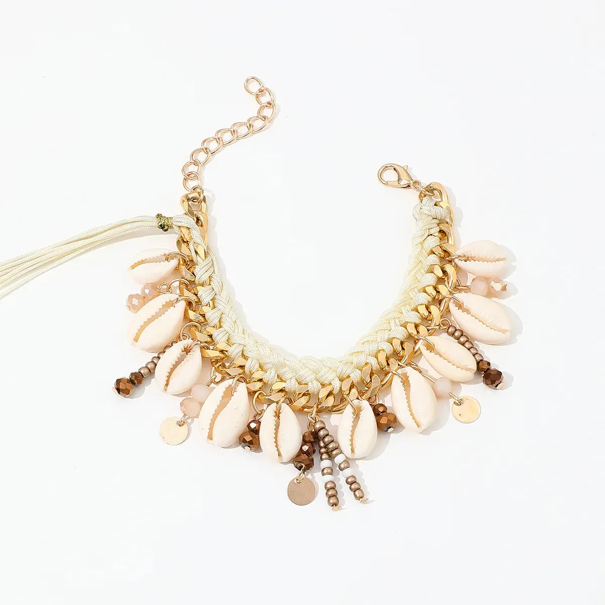 MAYTRENDS  -  Bohemian Handmade Woven Rope Chain Bracelets For Women Fashion Sweet Cool Shell Charm Bracelets Bangles Men Jewelry