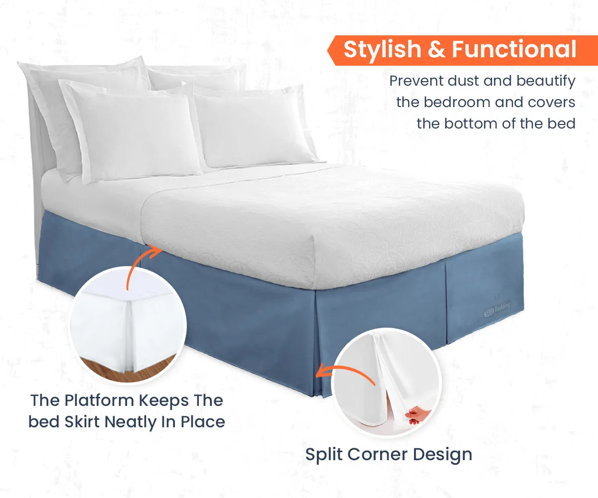 MEDITERRANEAN BLUE PLEATED BED SKIRT
