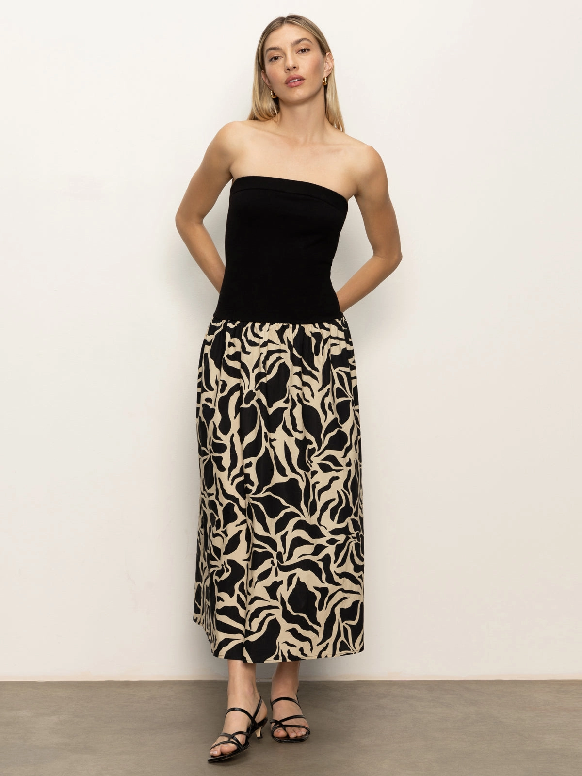 Meet Me At Sea Midi Dress Black Mirage Draped Layer